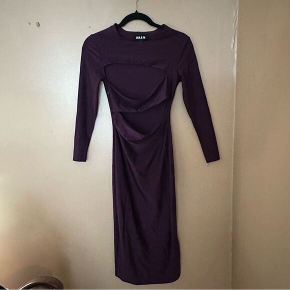 NWT SER.O.YA Kepla eggplant midi Dress cut out bodycon Retrofete Sz M - Picture 12 of 12